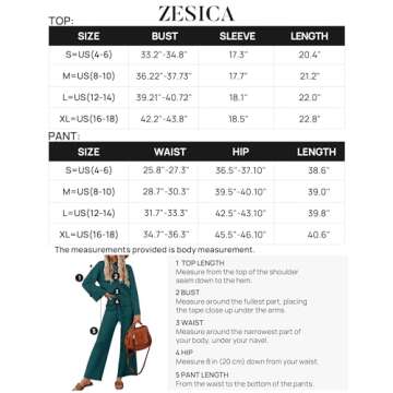 ZESICA Women's 2 Piece Outfits Set Casual Long Sleeve Knit Pullover Top and Wide Leg Pants Sweatsuit Lounge Sets,Teal,Medium