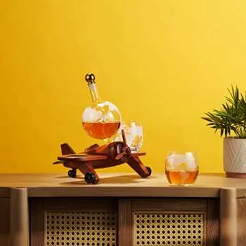 Godinger Whiskey Decanter Set with Glasses for Aviation Enthusiasts