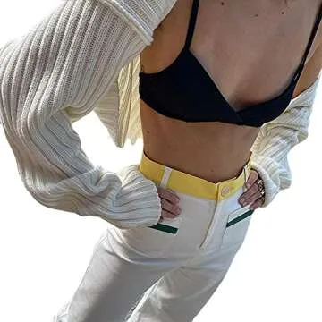 Women Y2K Crochet Shrug Sweater Knitted Long Sleeve Solid Color Open Front Cropped Cardigan Crop Tops Streetwear (A White, One Size)
