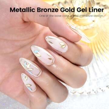 RARJSM Metallic Nail Art Gel Liner Bronze Gold Mirror Chrome 3D Effect Gel Nail Polish 8ml Build in ...