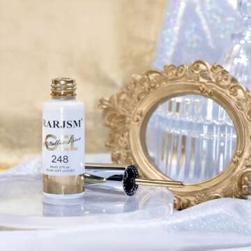 RARJSM Metallic Nail Art Gel Liner Bronze Gold Mirror Chrome 3D Effect Gel Nail Polish 8ml Build in Thin Brush Metal Painted Drawing Striper Painting Gel Polish Soak off Curing Requires for Home Salon