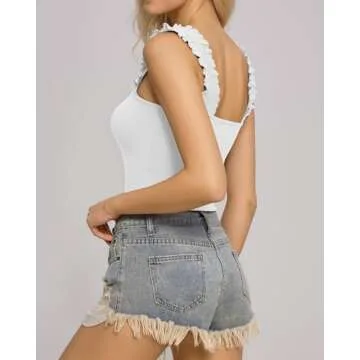 MANGOPOP Stylish Square Neck Bodysuit for Women