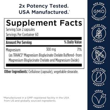 Designs for Health Magnesium Glycinate Complex - Chelated Magnesium Bisglycinate + High Absorption Magnesium Oxide for Heart Health, Immune Support & Bone Strength - Vegan (120 Capsules)