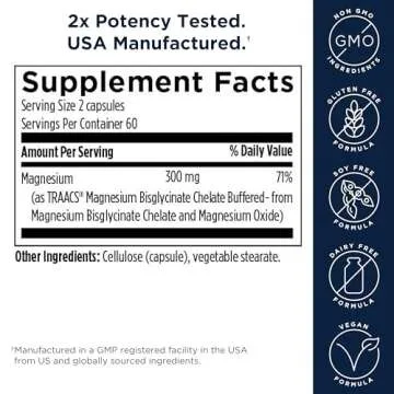 Designs for Health Magnesium Glycinate Complex - Chelated Magnesium Bisglycinate + High Absorption Magnesium Oxide for Heart Health, Immune Support & Bone Strength - Vegan (120 Capsules)