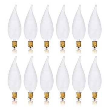 Simba Lighting Candelabra Flame Tip Frosted CA10 40W E12 Base - Warm White Light Bulbs (12 Pack) for...