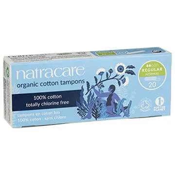 Natracare Non-Applicator 100% Organic Cotton Tampons, Regular, Totally Chlorine Free, Biodegradable and Compostable (1 Pack, 20 Tampons Total)…