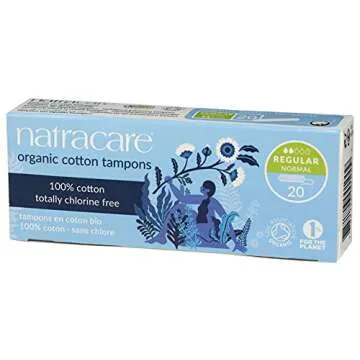 Natracare Non-Applicator 100% Organic Cotton Tampons, Regular, Totally Chlorine Free, Biodegradable and Compostable (1 Pack, 20 Tampons Total)…