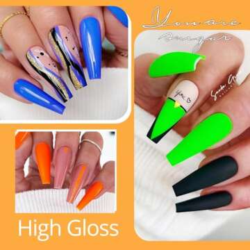 UR SUGAR Neon Gel Nail Polish Set, 6 Colors Halloween Neon Orange Hot Pink Yellow Green Blue Purple Collection Gel Polish Kit Long Lasting Soak Off Fluorescent Colors Gel Polish Gifts for Women
