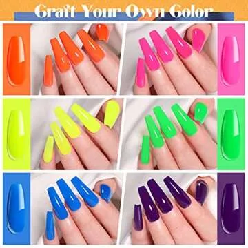 UR SUGAR Neon Gel Nail Polish Set, 6 Colors Halloween Neon Orange Hot Pink Yellow Green Blue Purple Collection Gel Polish Kit Long Lasting Soak Off Fluorescent Colors Gel Polish Gifts for Women