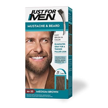 Just For Men Mustache & Beard, Beard Dye for Men with Easy Brush Applicator and Nourishing Ingredien...