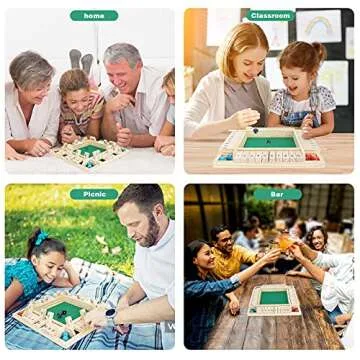 Win SPORTS Shut The Box Dice Game,Wooden Board Table Math Game for 1-4 Players,Classic Family Game with 12 Dices for Kids Adults Pub Classroom or Home(12 Inches)