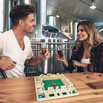 Win SPORTS Shut The Box Dice Game,Wooden Board Table Math Game for 1-4 Players,Classic Family Game with 12 Dices for Kids Adults Pub Classroom or Home(12 Inches)