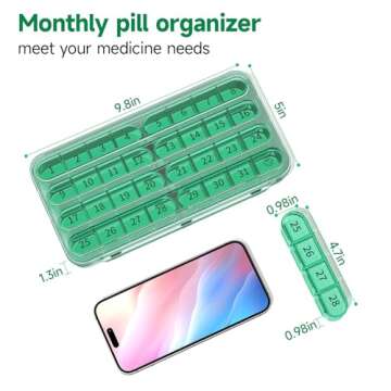 Zoksi Monthly Pill Organizer 1 Time a Day, 30 Day Pill Box Organizer Once a Day, One Month Large Pil...