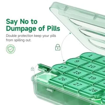 Zoksi Monthly Pill Organizer 1 Time a Day, 30 Day Pill Box Organizer Once a Day, One Month Large Pill Case for Travel, 31 Day Daily Medcine Container for Vitamins, Supplement & Medication (Olive)