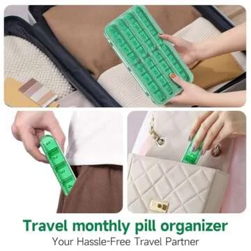 Zoksi Monthly Pill Organizer 1 Time a Day, 30 Day Pill Box Organizer Once a Day, One Month Large Pill Case for Travel, 31 Day Daily Medcine Container for Vitamins, Supplement & Medication (Olive)