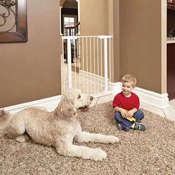 MidWest Homes for Pets 39 Inches Tall Walk-Through Steel Pet Gate, Pressure Mounted Dog Gate Measure...