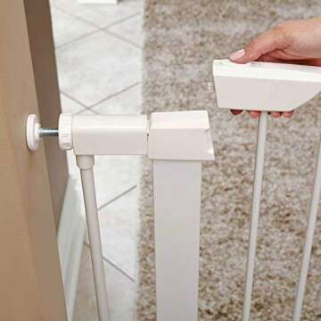 MidWest Homes for Pets 39 Inches Tall Walk-Through Steel Pet Gate, Pressure Mounted Dog Gate Measures 29 - 38 Inches Wide & Includes two 3-Inch-Wide Extensions, White