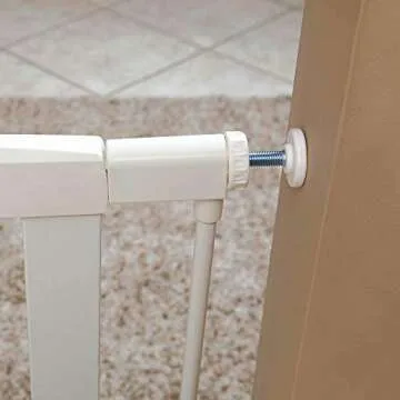 MidWest Homes for Pets 39 Inches Tall Walk-Through Steel Pet Gate, Pressure Mounted Dog Gate Measures 29 - 38 Inches Wide & Includes two 3-Inch-Wide Extensions, White