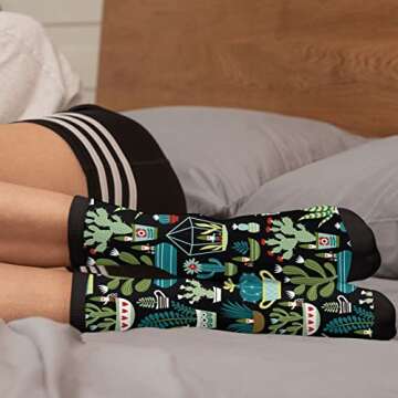 YISHOW Cute Gnomes Cactuses Succulents Socks Men's Women's Novelty Crew Socks Funny Crazy Plant Socks