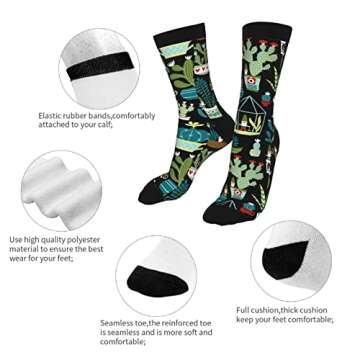 YISHOW Cute Gnomes Cactuses Succulents Socks Men's Women's Novelty Crew Socks Funny Crazy Plant Socks