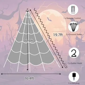 16.4FT LED Halloween Spider Web Lights for Decor