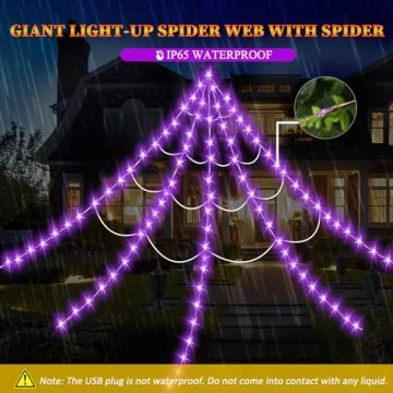 16.4FT LED Halloween Spider Web Lights for Decor