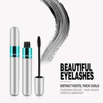2 Pack 2 in 1 Mascara 5x Longer Washable, 2 in 1 4D Silk Fiber Lash Mascara, No Clumping, Long-lasting Black Mascara