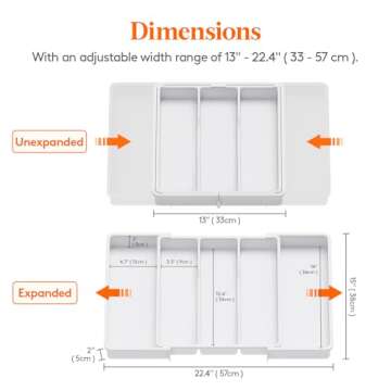 Lifewit Expandable Utensil Organizer for Kitchen Drawers, Adjustable and Versatile