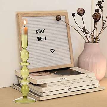 Garneck Glass Candlesticks Green Glass Candle Holder European Style Votive Candle Holders Tealight Pillar Candle Candlestick Stand for Wedding Home Office Dining Room Centerpiece Glass Candle Holder