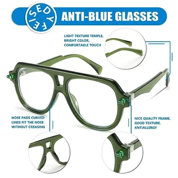 FEISEDY Aviator Frame Blue Light Blocking Glasses