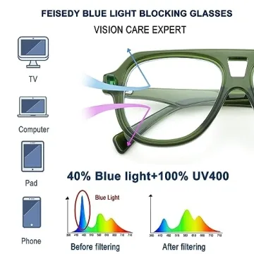 FEISEDY Aviator Frame Blue Light Blocking Glasses