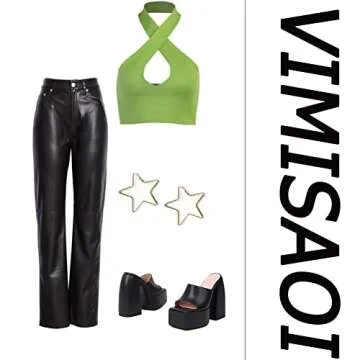 VIMISAOI Platform Sandals for Women, Sexy Square Peep Toe Slip On Chunky High Heel Sandals Date Dress Pumps