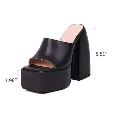 VIMISAOI Platform Sandals for Women, Sexy Square Peep Toe Slip On Chunky High Heel Sandals Date Dress Pumps
