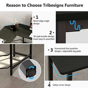 Tribesigns L Shaped Computer Desk - Modern Corner Workspace
