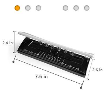Adjustable Metal 6-Hole Punch with Positioning Mark, Daily Paper Puncher for A5 Size Six Ring Binder