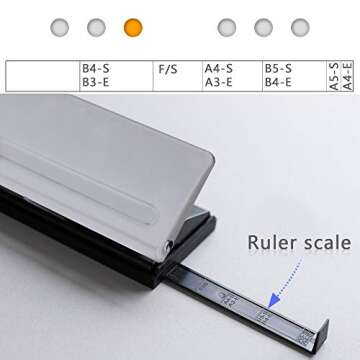 Adjustable Metal 6-Hole Punch with Positioning Mark, Daily Paper Puncher for A5 Size Six Ring Binder