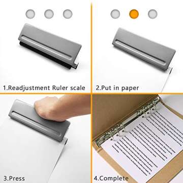 Adjustable Metal 6-Hole Punch with Positioning Mark, Daily Paper Puncher for A5 Size Six Ring Binder