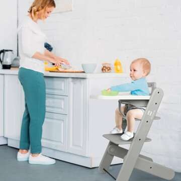 High Chair - HIYAKOI Convertible Baby HighChair Set with Removable Tray, Harness and Cushion, Adjustable Highchair for Babies/Toddlers/6 Months up to 250 Lbs