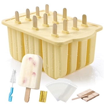 MEETRUE 12-Piece Silicone Popsicle Molds - BPA-Free, Easy-Release Homemade Ice Pop Maker