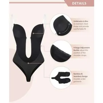 FeelinGirl Plus Size Shapewear with Built-in Bra - Comfort & Support
