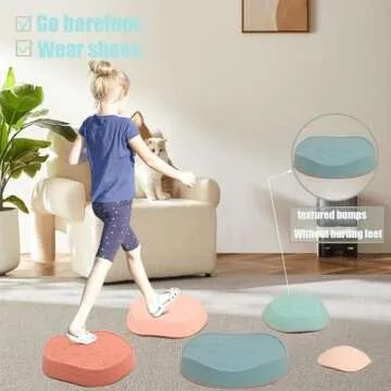 Fanboxk 5Pcs Non-Slip Plastic Balance Stepping Stones for kids,up to 220 Ibs for Pomoting Children's Coordination Skills Obstacle Courses Sensory Toys for Toddlers,Indoor or Outdoor Play