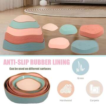 Fanboxk 5Pcs Non-Slip Plastic Balance Stepping Stones for kids,up to 220 Ibs for Pomoting Children's Coordination Skills Obstacle Courses Sensory Toys for Toddlers,Indoor or Outdoor Play