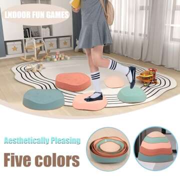 Fanboxk 5Pcs Non-Slip Plastic Balance Stepping Stones for kids,up to 220 Ibs for Pomoting Children's Coordination Skills Obstacle Courses Sensory Toys for Toddlers,Indoor or Outdoor Play