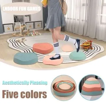 Fanboxk 5Pcs Non-Slip Plastic Balance Stepping Stones for kids,up to 220 Ibs for Pomoting Children's Coordination Skills Obstacle Courses Sensory Toys for Toddlers,Indoor or Outdoor Play