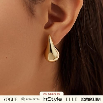 14K Gold Teardrop Earrings Hypoallergenic Water-Resistant
