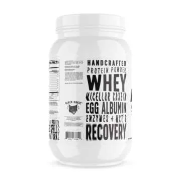 Magician Black Magic Multi-Source Protein - Whey, Egg, Casein Complex with Enzymes & MCT's - Keto, Low Sugar - Pre/Post Workout - Blueberry Muffin Flavor - 24g Protein - 2 LB