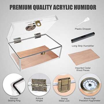 Scotte Acrylic Cigar Humidor Jar/case/Box with Humidifier and Hygrometer,humidor Can Hold About 20 C...