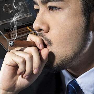 Scotte Acrylic Cigar Humidor Jar/case/Box with Humidifier and Hygrometer,humidor Can Hold About 20 Cigars Including Cigar Cutters and Cigar Punch (Clear-1)