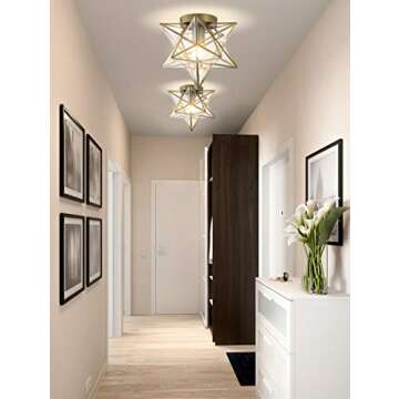 JONATHAN Y JYL9035B Stella 12" Moravian Star Metal/Clear Glass LED Flush Mount, Contemporary, Transi...