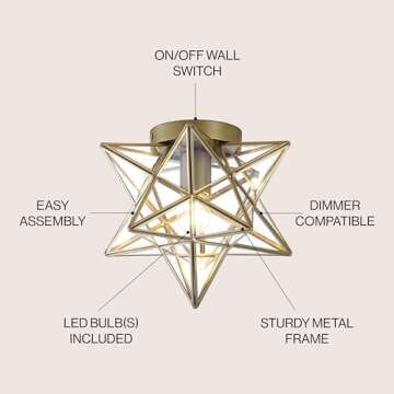 JONATHAN Y Stella 12" Moravian Star Flush Mount Light